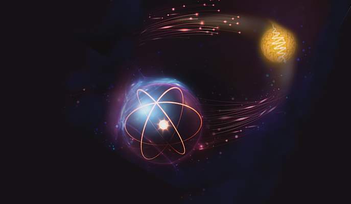 Atom-photon quantum gate, illustration