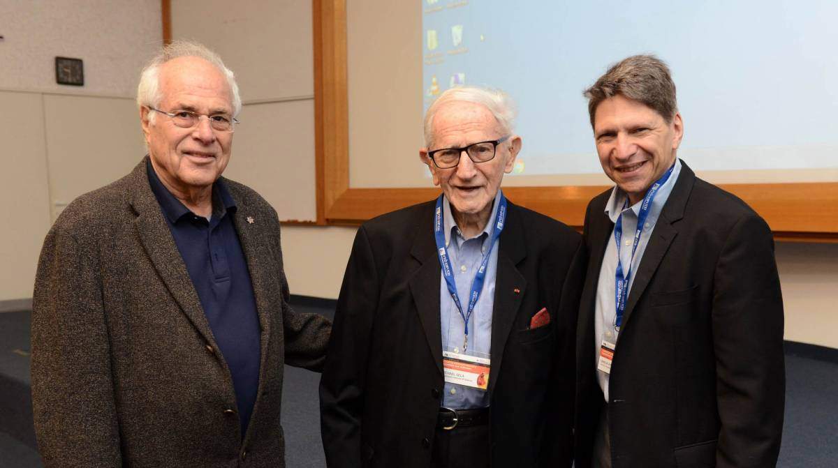 (l-r) Profs. Zelig Eshhar, Michael Sela and Drew Pardoll