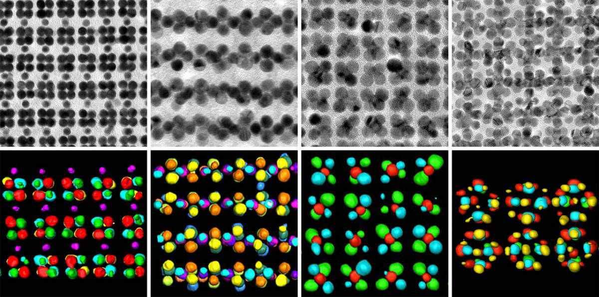  Nanoallotropes of gold viewed with transmission electron microscopy (top) and electron tomography (bottom)