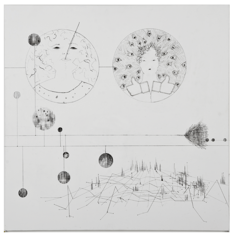  תמר שפר, גבעה, 2015, עיפרון על עץ צבוע
