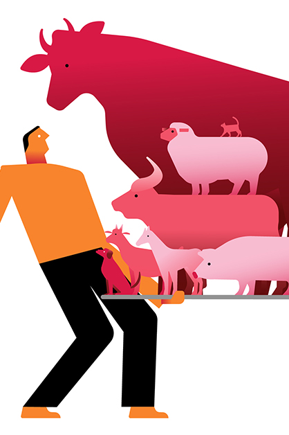 Heavy imbalance: The biomass of humans, livestock, pets and wild mammals (Illustration: Itai Raveh)