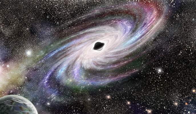 אילוסטרציה: חורים שחורים במרכז גלקסיות בולעים גז בין-כוכבי וכוכבים