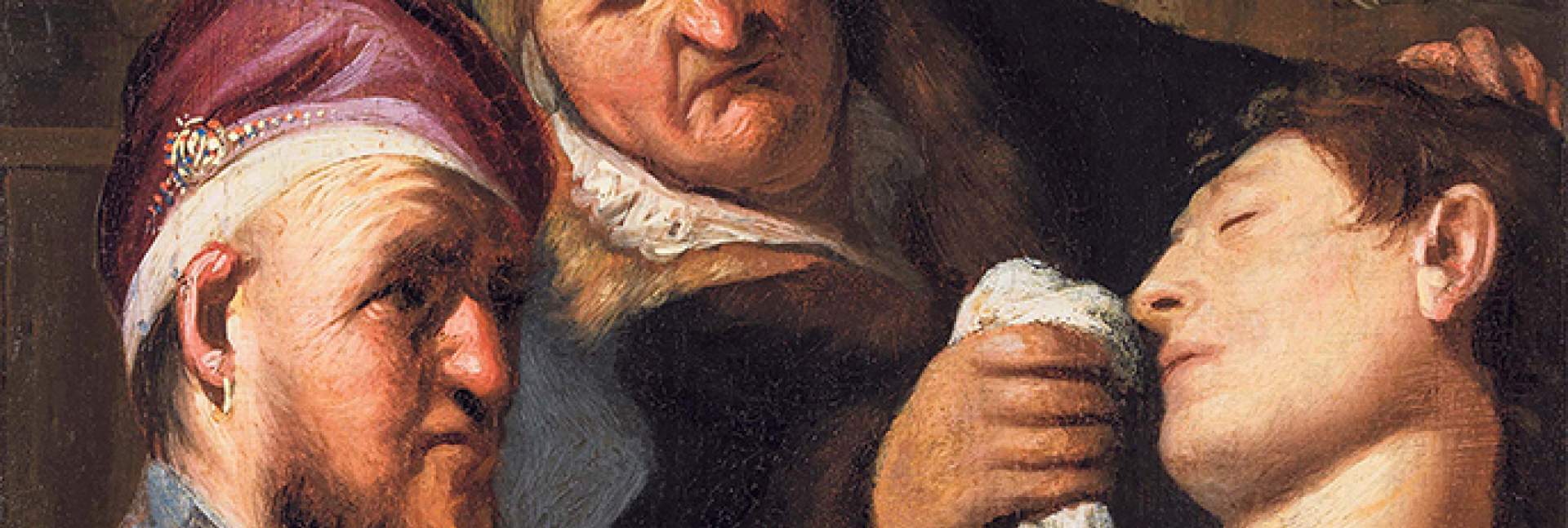 "החולה מחוסר ההכרה (אלגוריה על חוש הריח)", 1625. רמברנדט צייר יצירה זו בגיל 19 כחלק מסדרת עבודות של חמשת החושים. הציור התגלה ב-2015 באוסף של משפחה בניו ג'רזי