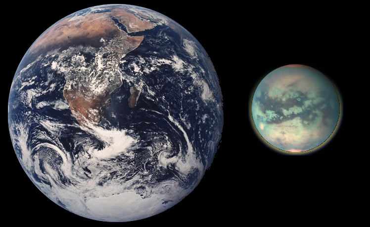 כדור-הארץ וטיטאן. תצלום: נאס"א